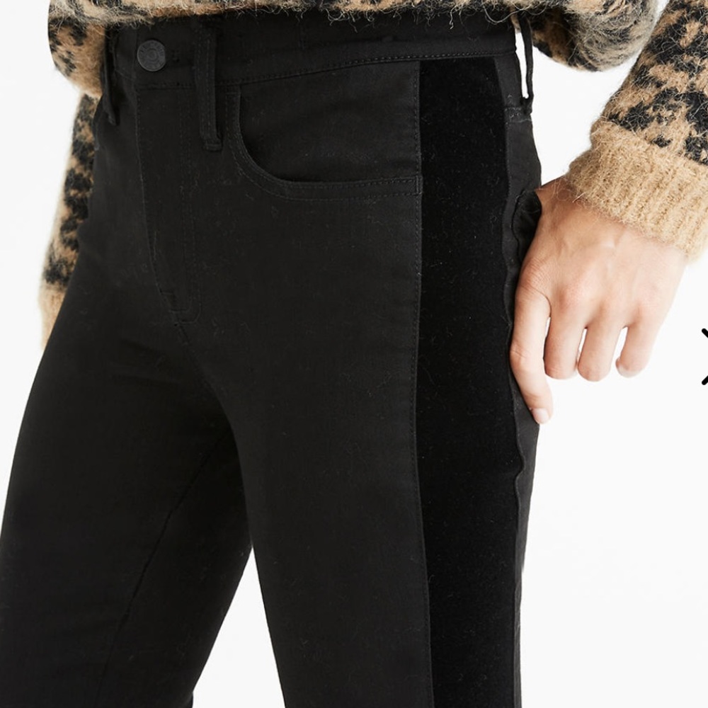 Madewell 9” Mid-Rise Velvet Tuxedo Skinny Jeans